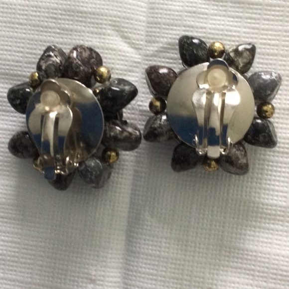 Woman’s Clip on Earrings color black gray and gold beads. - Picture 3 of 6